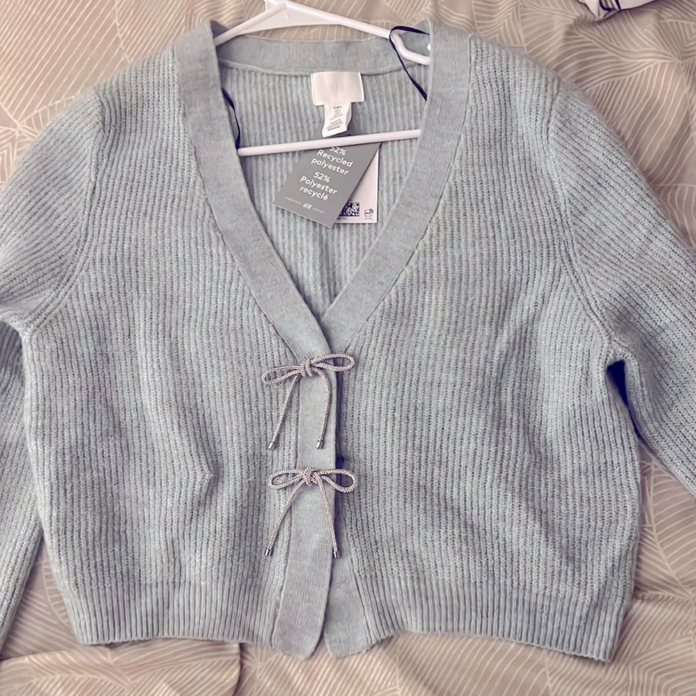 H&M NWT cardigan light blue/gre